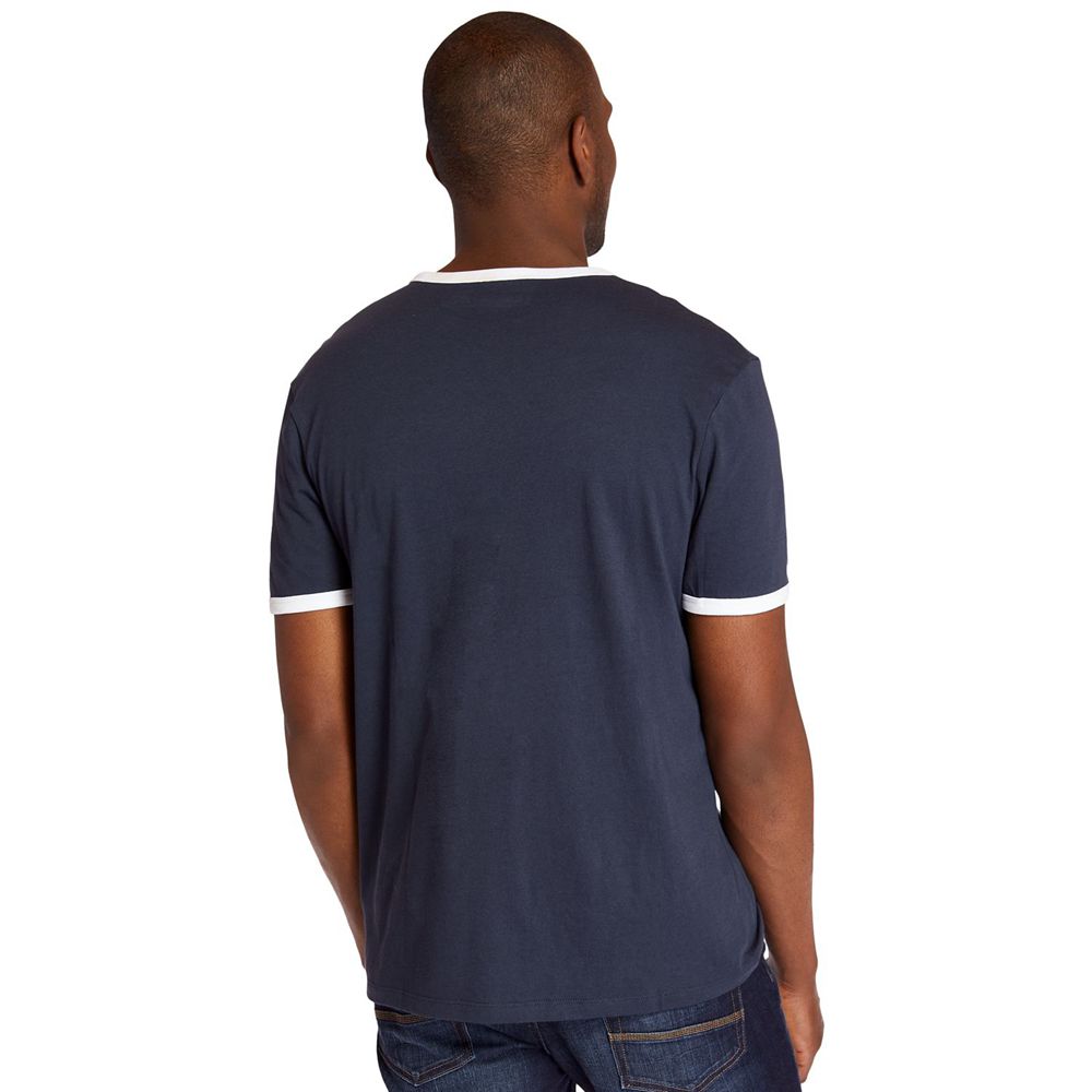 Camisetas Masculino - Timberland Tree Logo Ringer - KRWCM5738 - Azul Marinho